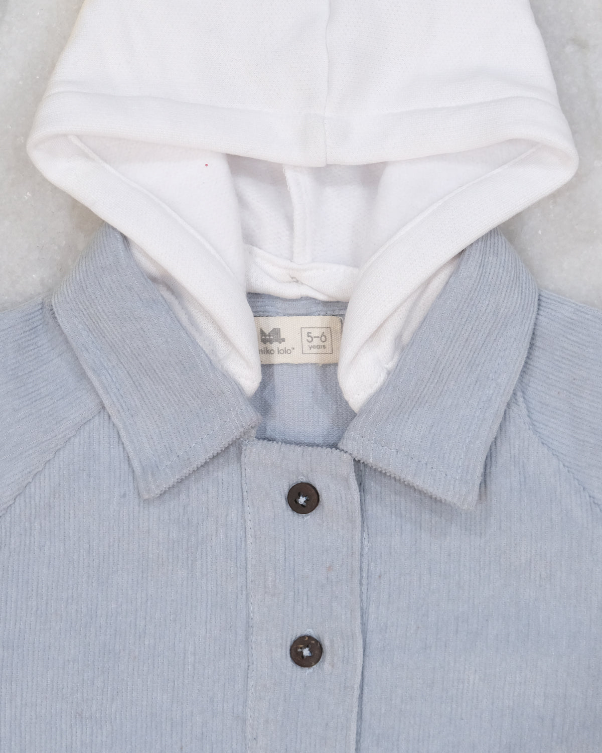 Snowfall Cotton Corduroy Unisex Winter Shirt with Detachable Hood, Grey