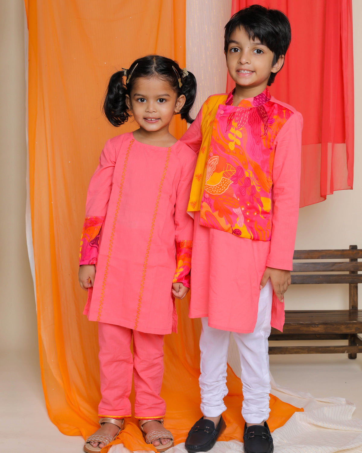 Nargis Kurta-Jacket Set with Churidaar, Pink