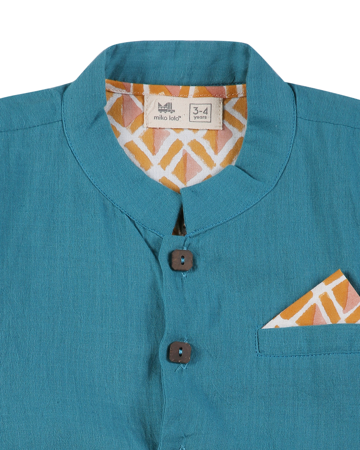 Genda Handblock Printed Kurta with Churidaar & Jacket, Orange and Blue