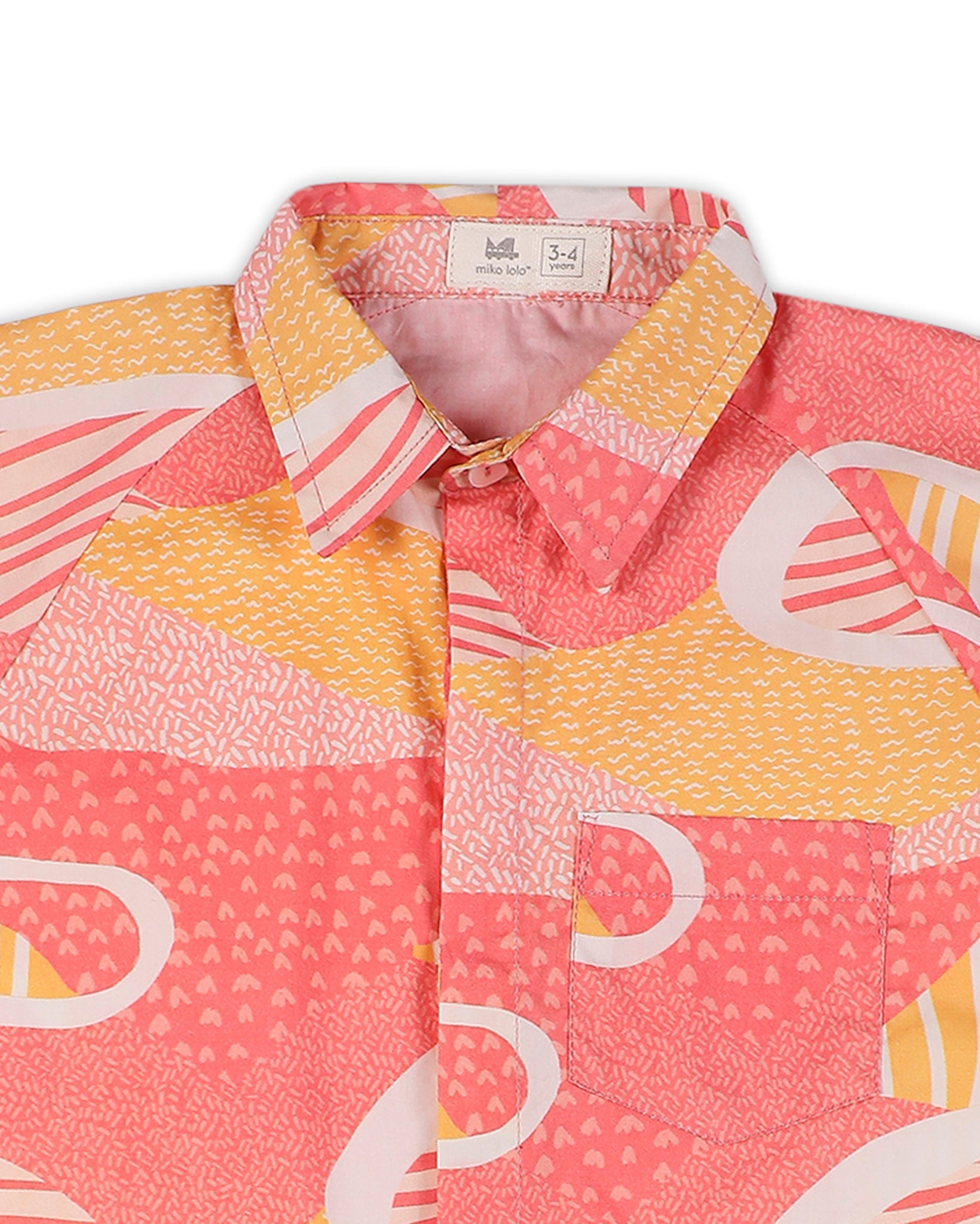 Candy Escape Printed Cotton  Shirt, Pink and Yellow