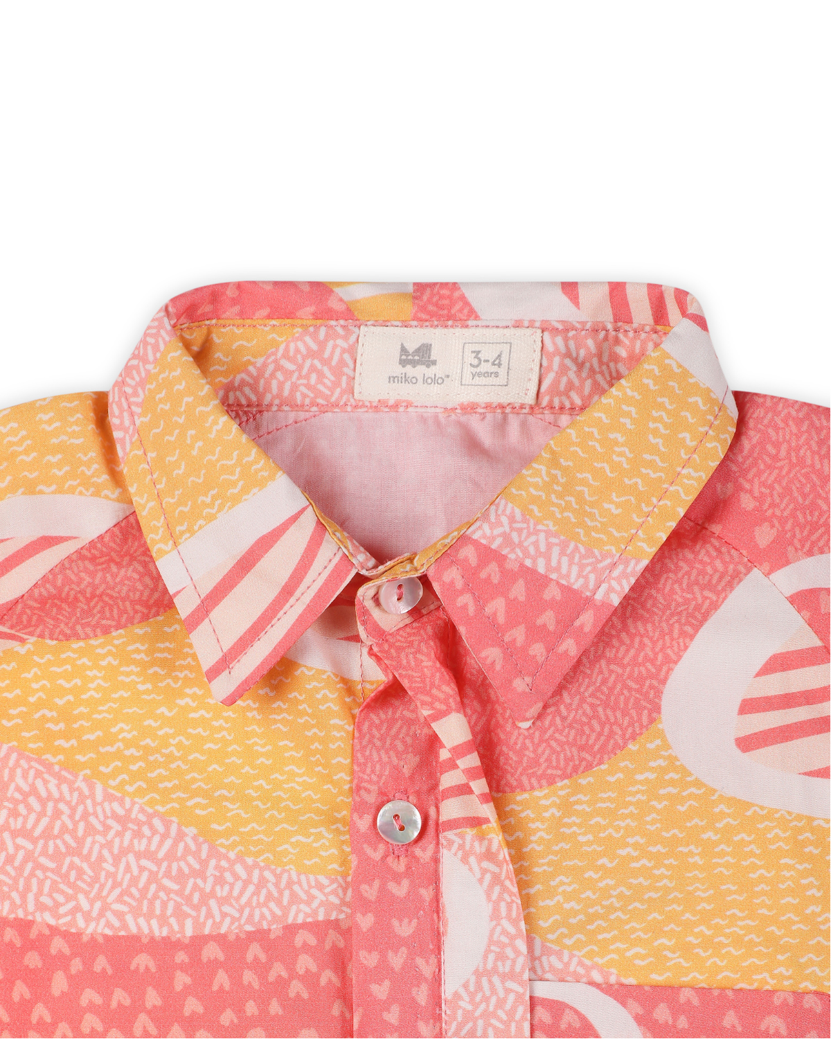 Candy Escape Printed Cotton  Shirt, Pink and Yellow