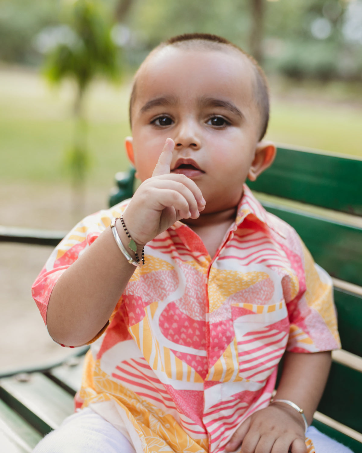 Candy Escape Printed Cotton  Shirt, Pink and Yellow