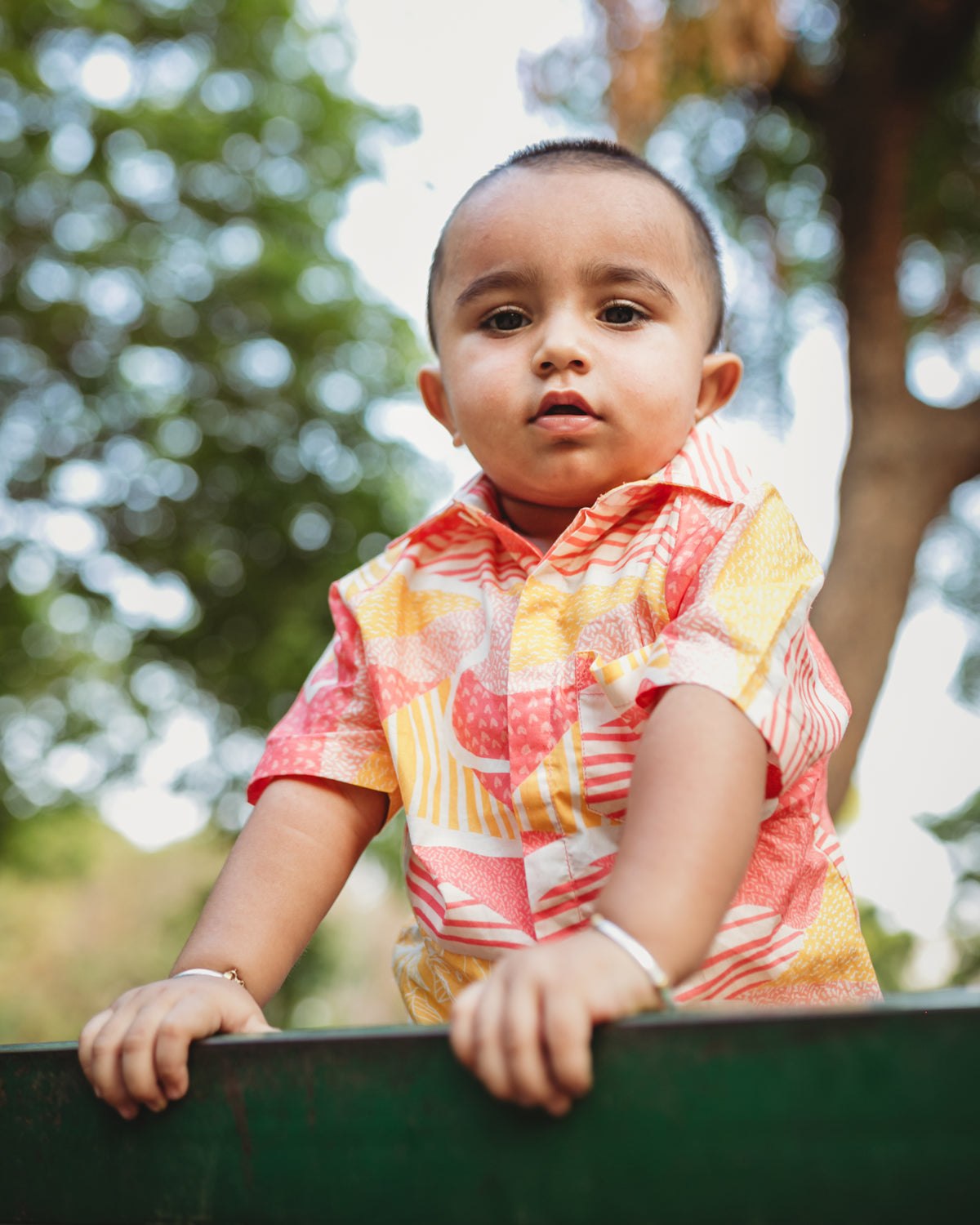 Candy Escape Printed Cotton  Shirt, Pink and Yellow