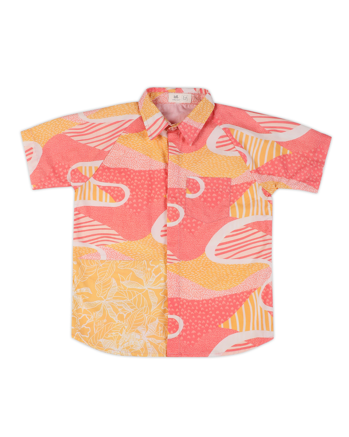 Candy Escape Printed Cotton  Shirt, Pink and Yellow