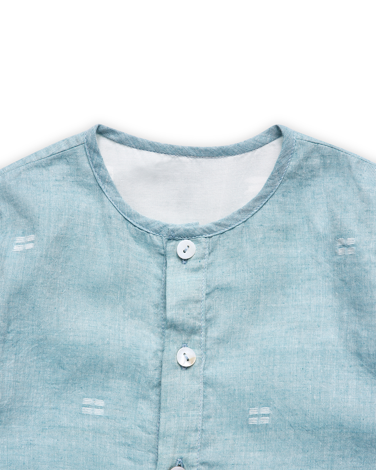 Baadal Infant Kurta with Attached Pyjama (Onesie) in Jamdani Cotton, Blue