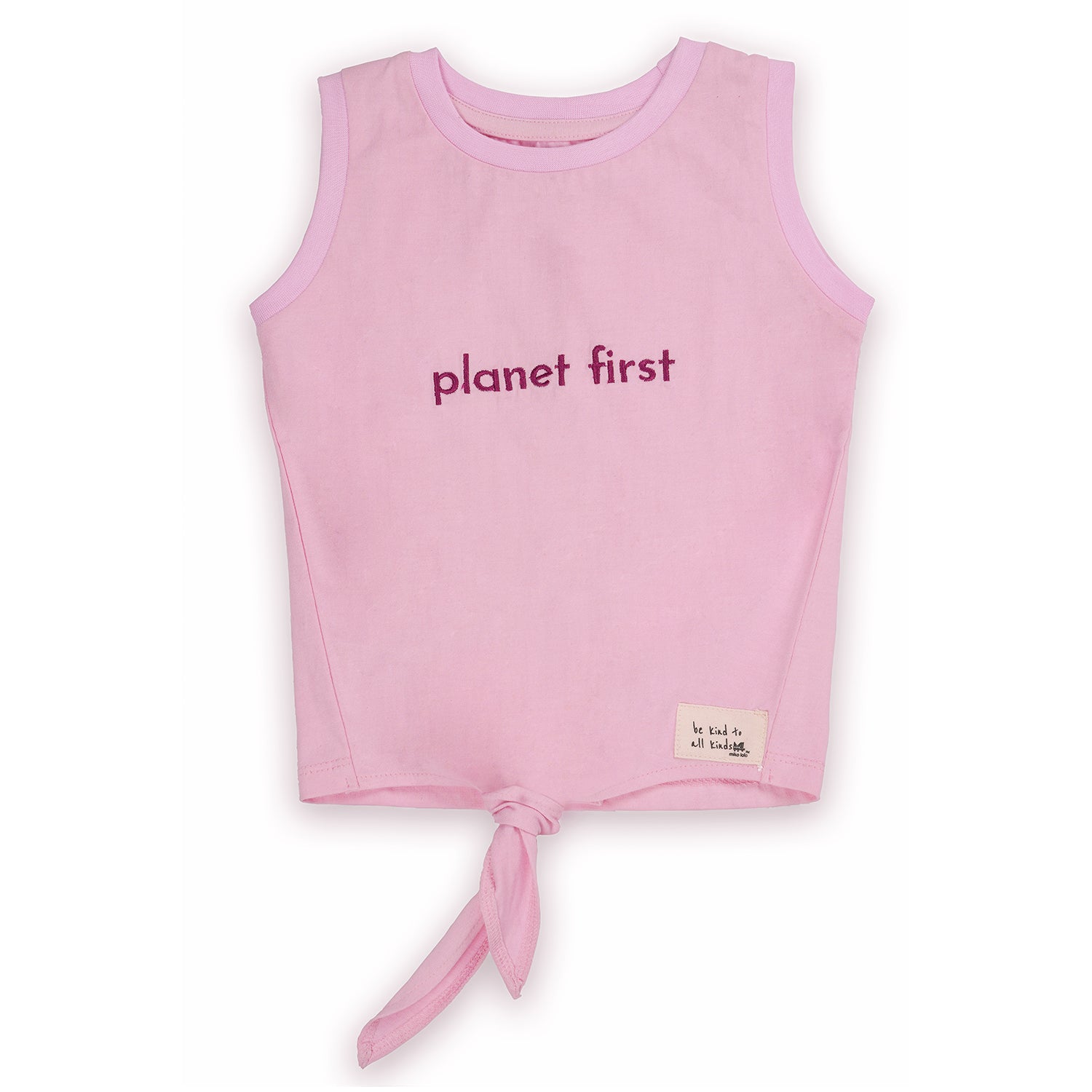 Planet First Slogan Vest with Tie-up, Pink
