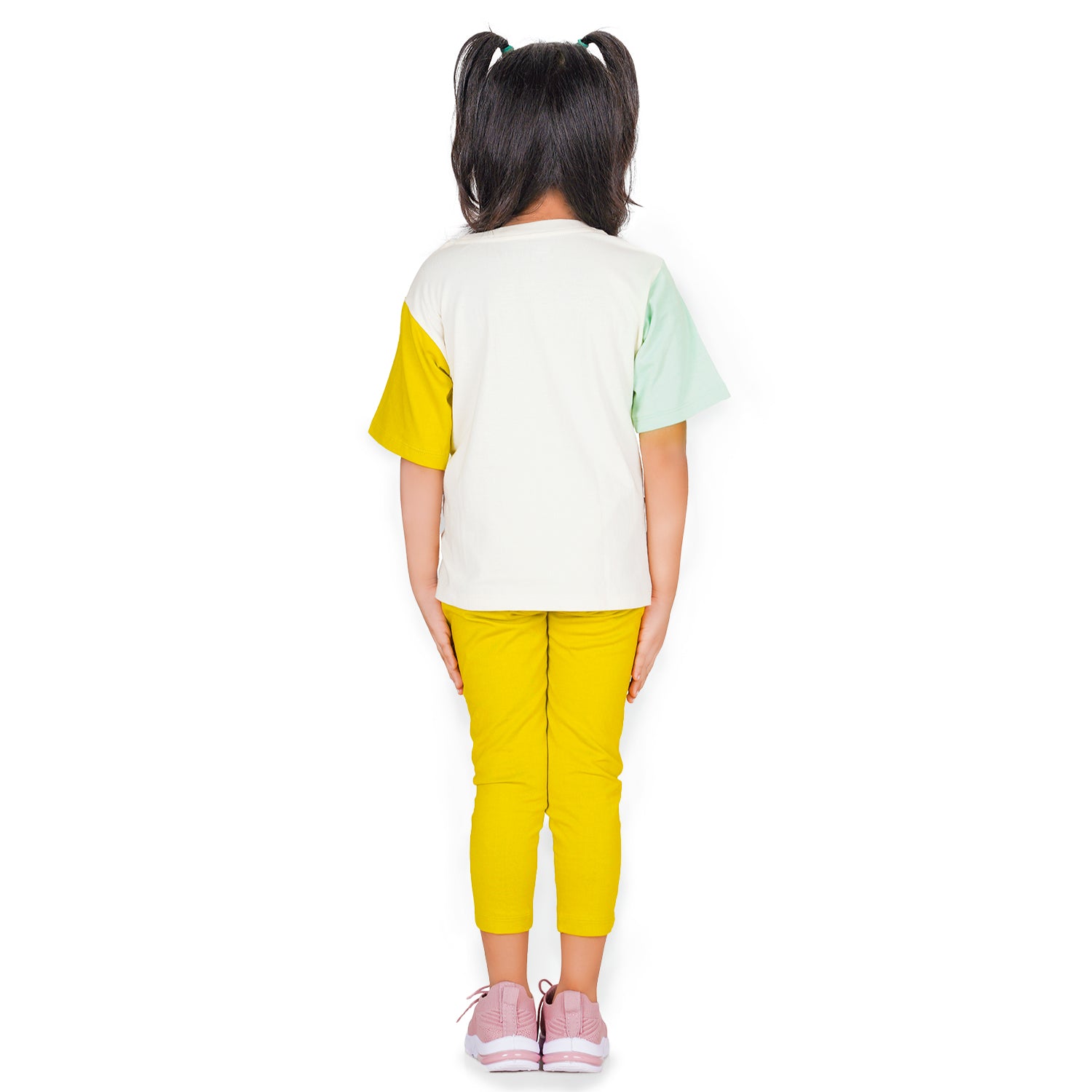 Miko Lolo Coral Dream T-shirt with Mustard Ripple Leggings Set