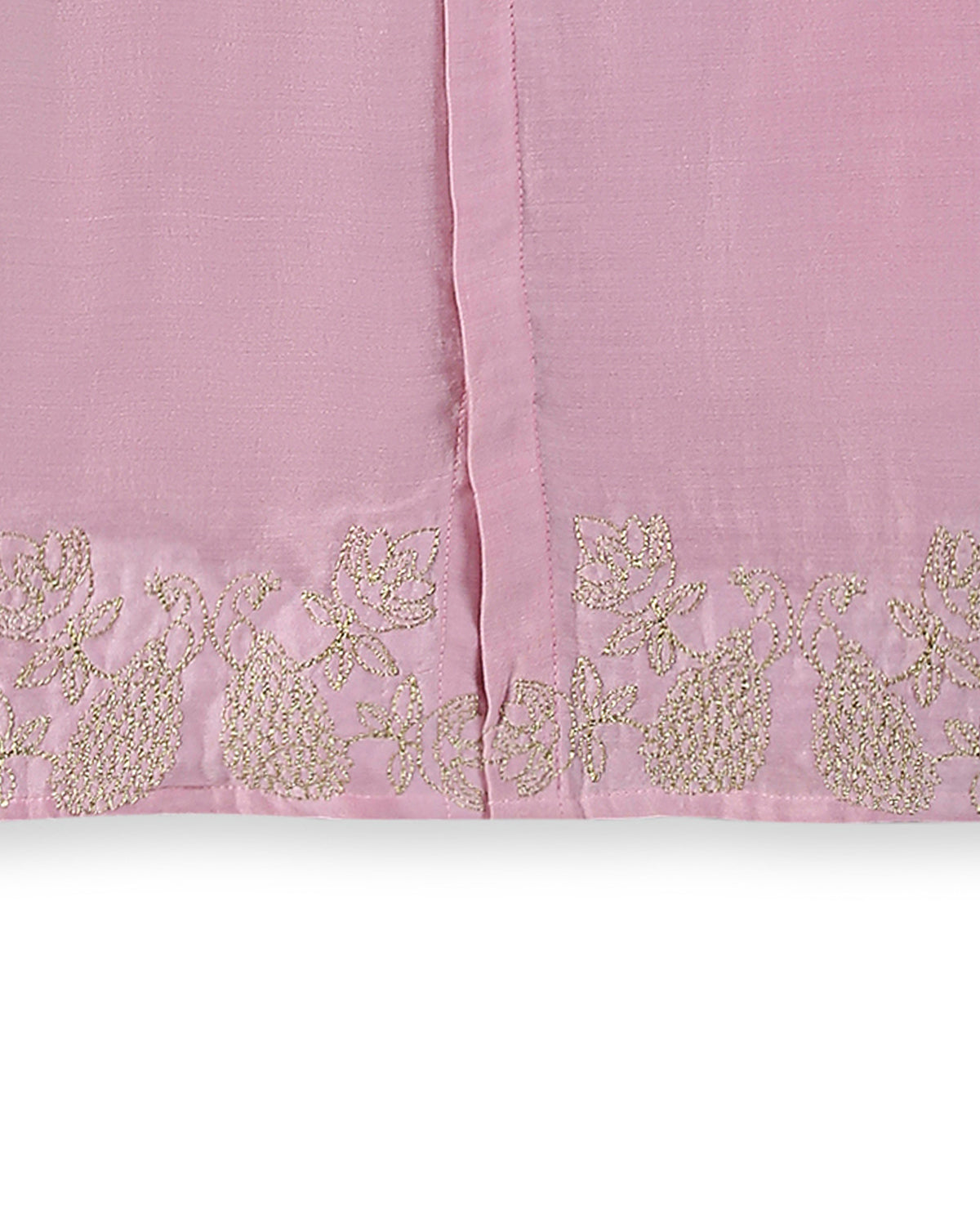 Maanik Cotton Silk Magenta Block Printed Kurta with Zari Embroidered Long Sherwani Jacket and Churidaar