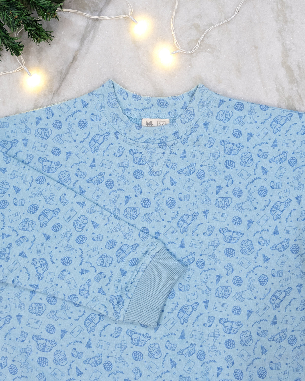 December Dream Printed Unisex Cotton Terry Sweatshirt, Blue