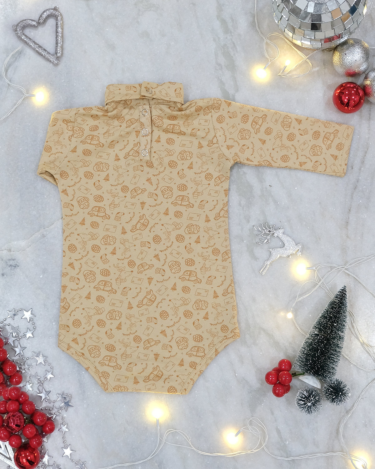 December Dream, Toffee Nut and Frost Cotton Terry Unisex Turtleneck Onesies, Set of 3
