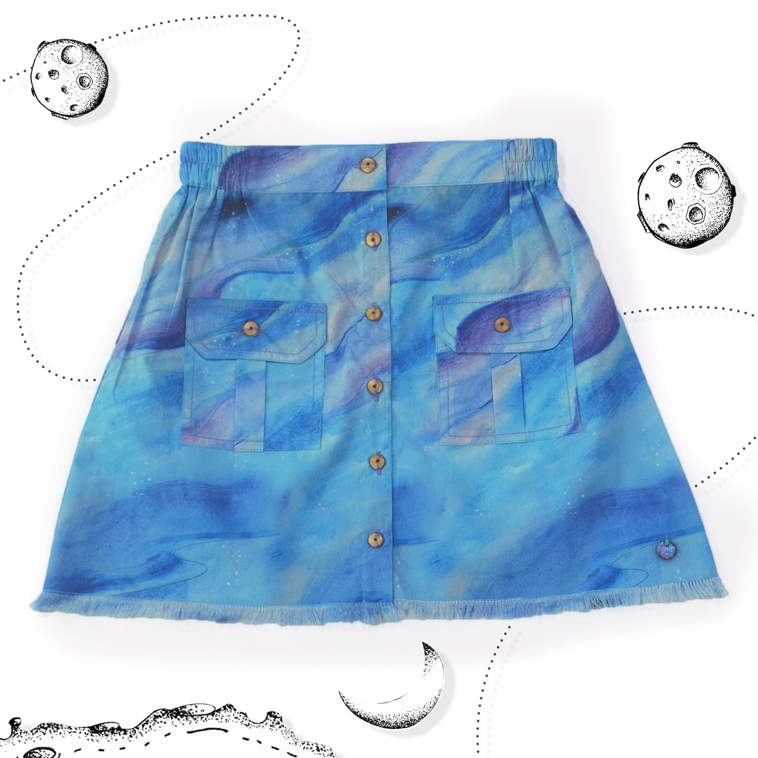 Cloudy Button-Up Skirt