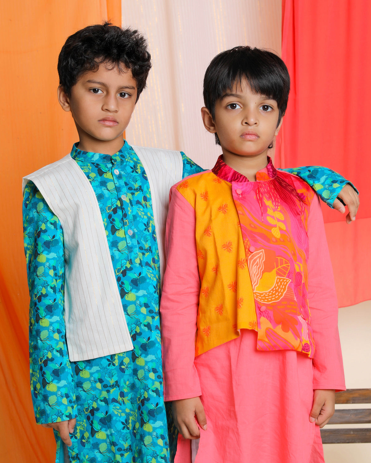 Nilmohar Kurta with Juui Jacket and Churidaar Set, Blue & White