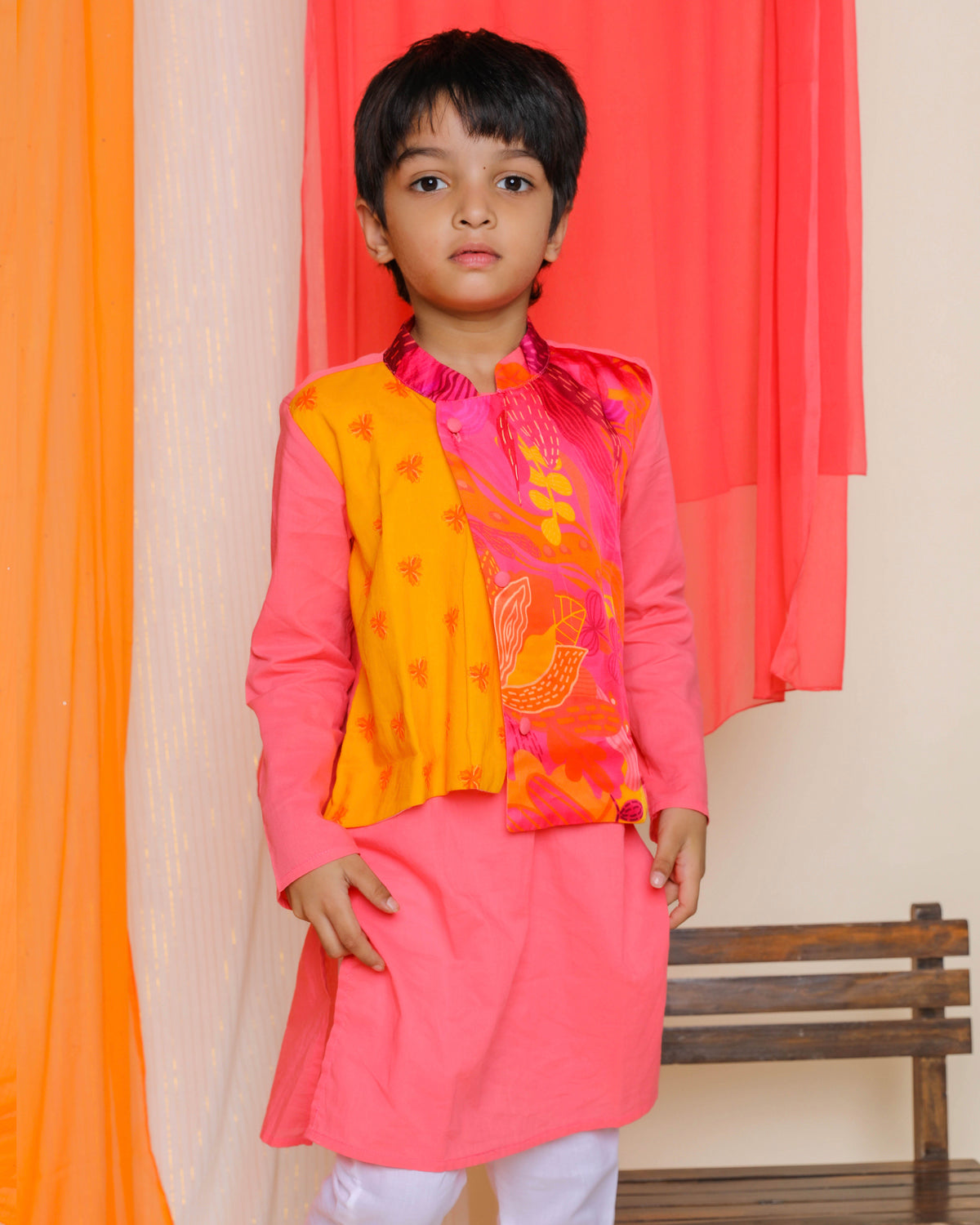 Nargis Kurta-Jacket Set with Churidaar, Pink