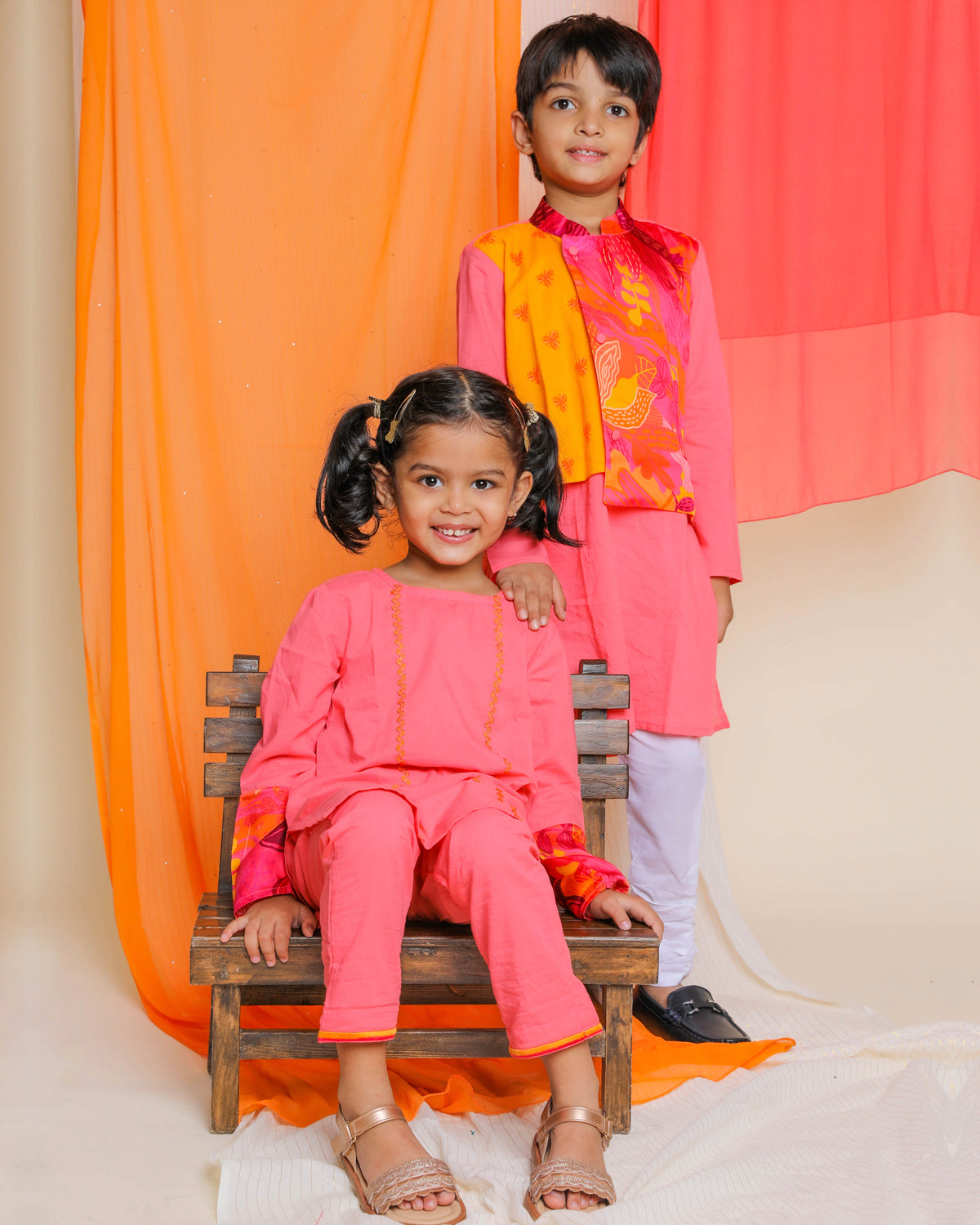Printed kurta jacket set – Megaan
