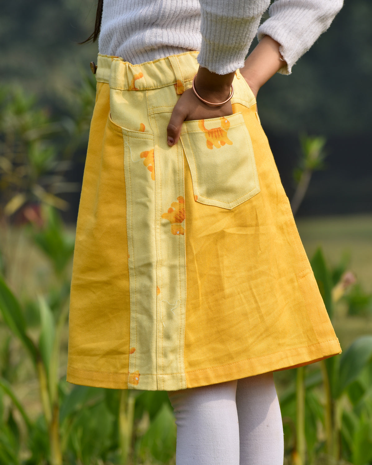 'Kitty Kat' Yellow A-Line Skirt
