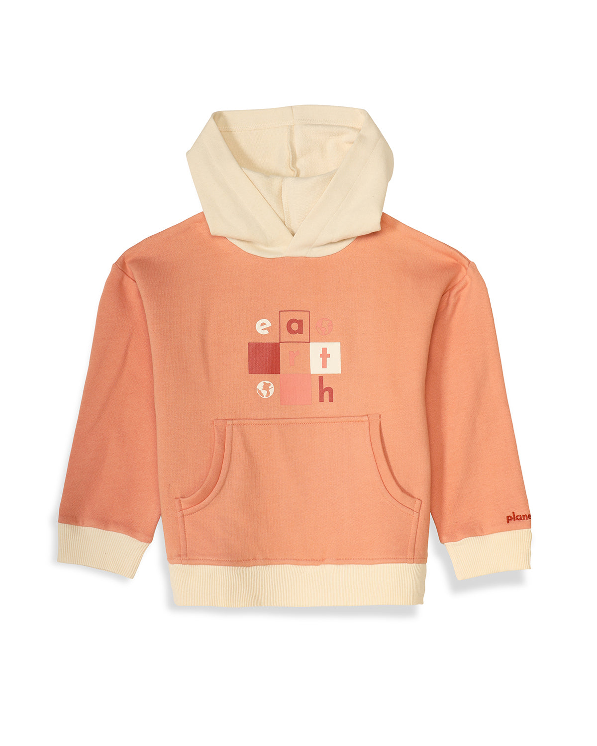Colour Blocked Earth Unisex Hoodie, Dusty Pink