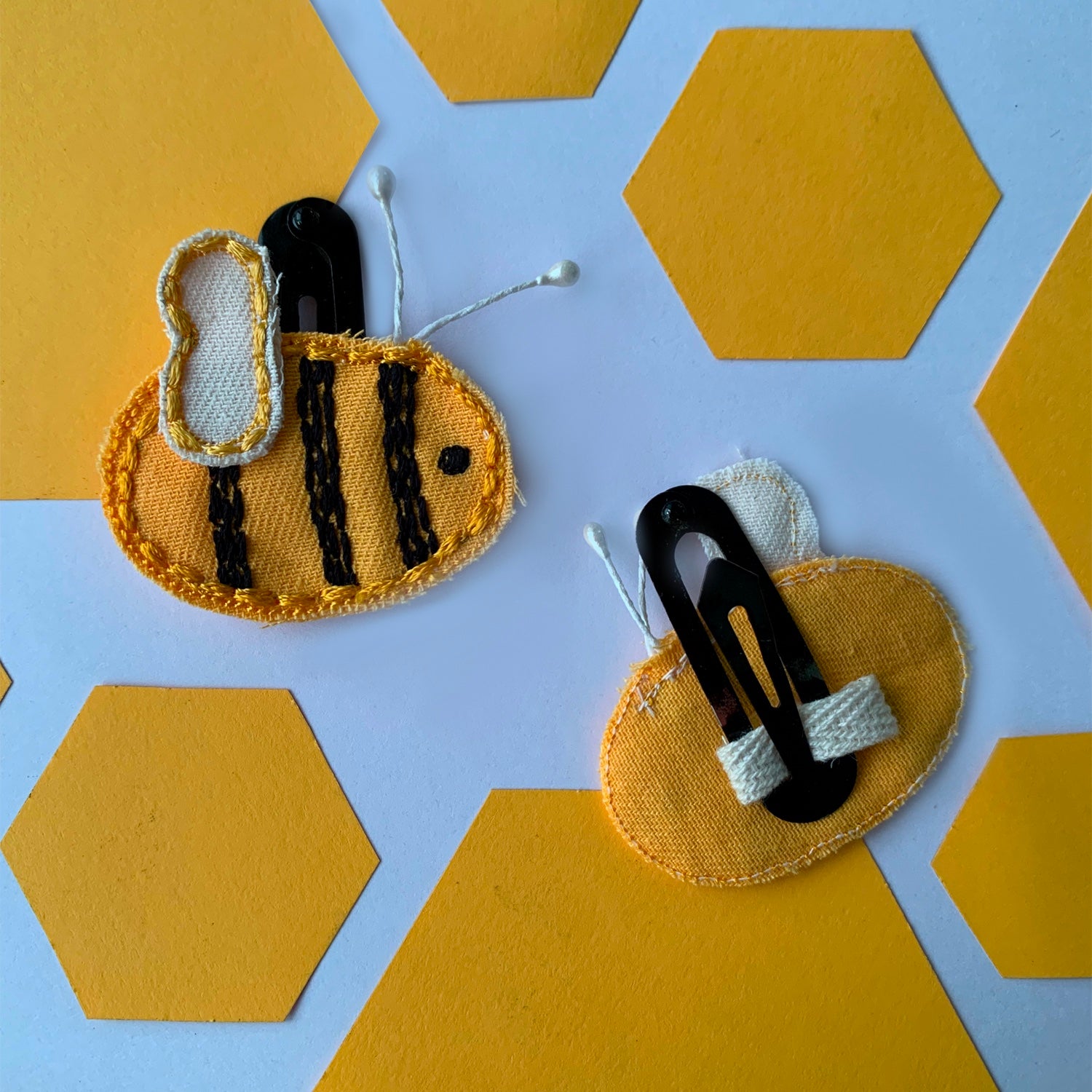 Queen Bee Upcycled Clips (Pair of 2)